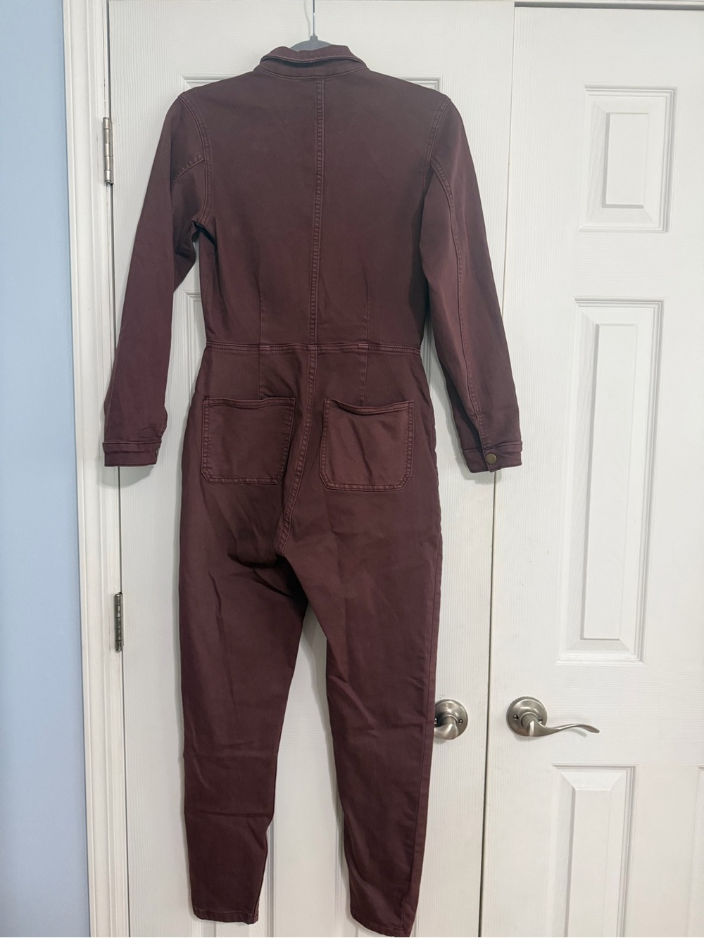 Free People Lennox Jumpsuit Sz  Small Utility Pockets Burgundy Brown Bitter Bark - Picture 12 of 15